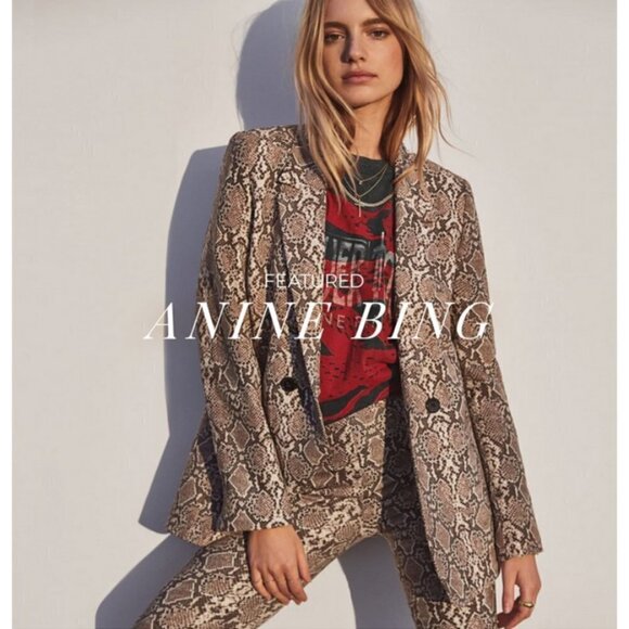 💕ANINE BING💕 Cigarette Python Trousers ~ Split Cuff Snakeskin Print XS NWT - Picture 3 of 16